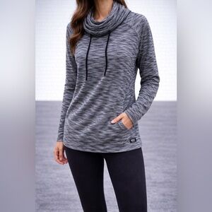 MNY Marc New York Cowl Neck Pullover XL Grey Space Dye Athleisure Top
